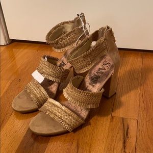 Woven strappy heels